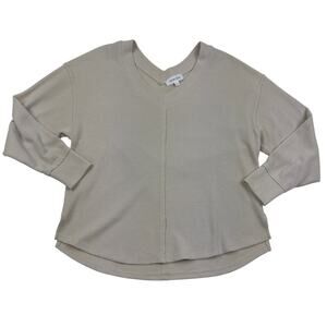 Hippie Rose Textured V-Neck Oversized Long Sleeve Top Women's Size Large